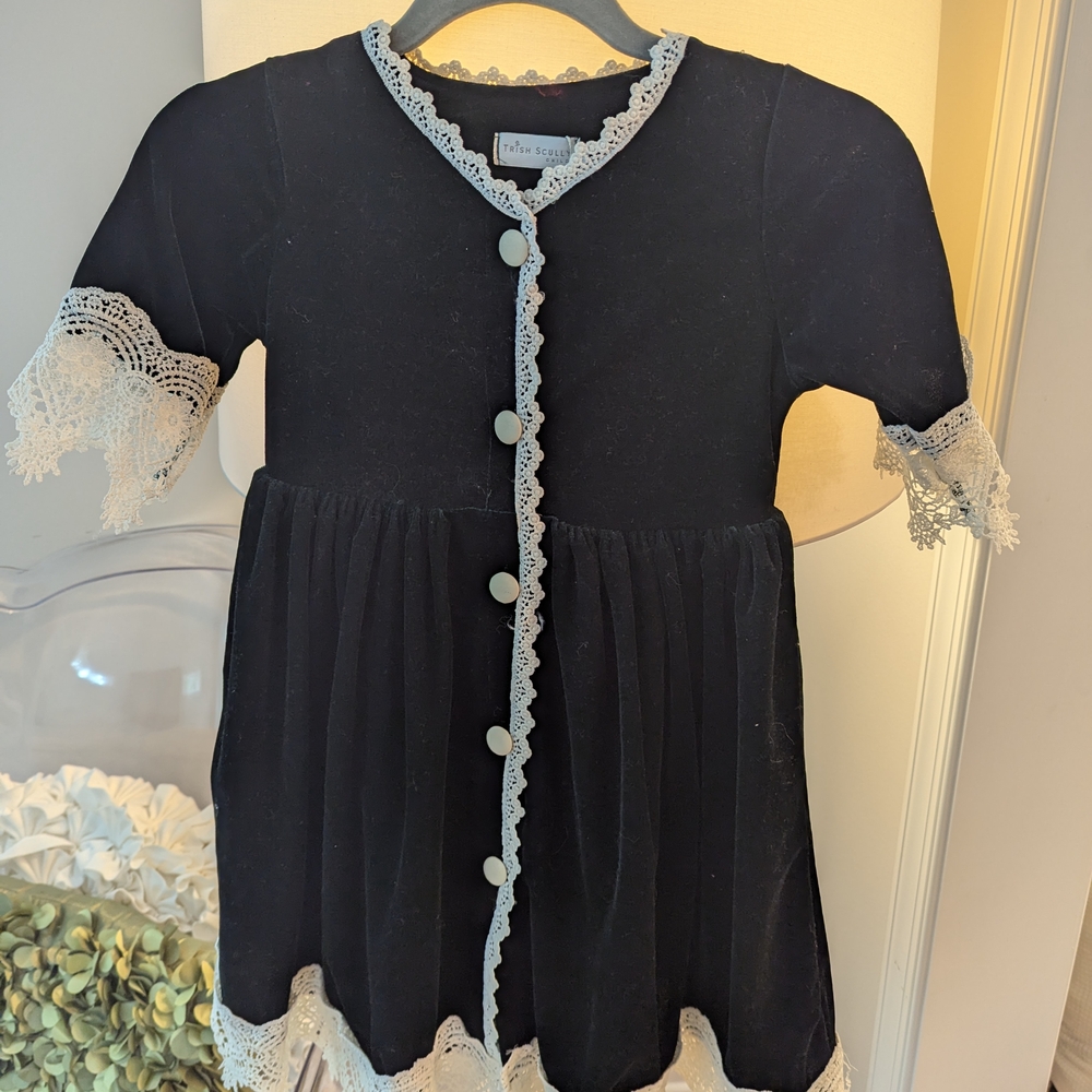Elegant Black Lace Trim Kids Formal Dress